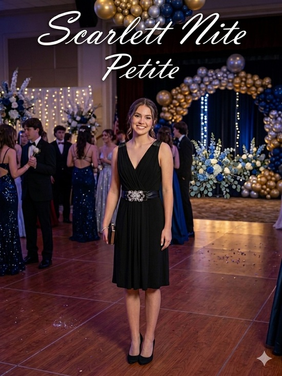 Scarlett Nite Dresses & Skirts - Scarlett Nite Black Sleeveless V-Neck Prom Cocktail Formal Dress Jeweled Belt